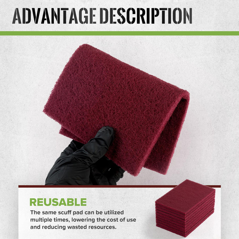 6” x 9” Maroon Scuff Pad 20PCS General Purpose Scrub Pad Automotive Abrasive Pads for Scuffing,Sanding,Scouring,Surface Adhesion Preparation 320 Grit-Maroon-20PCS