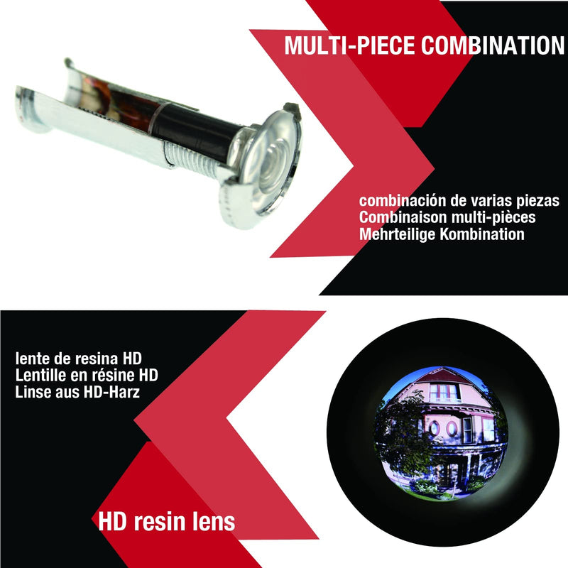 HD Lens 180 Degree Bright Brass Door viewer Peephole for 1-1/2" to 2-1/4" Doors
