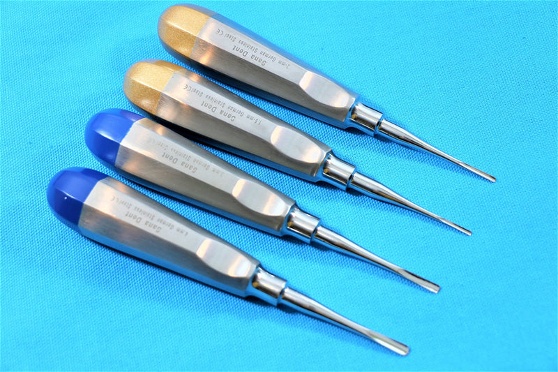 Dental Luxating Elevator Surgical Root Instruments Straight Tip 1.3 mm 2mm 3mm 4mm Set of 4 Each Premium German