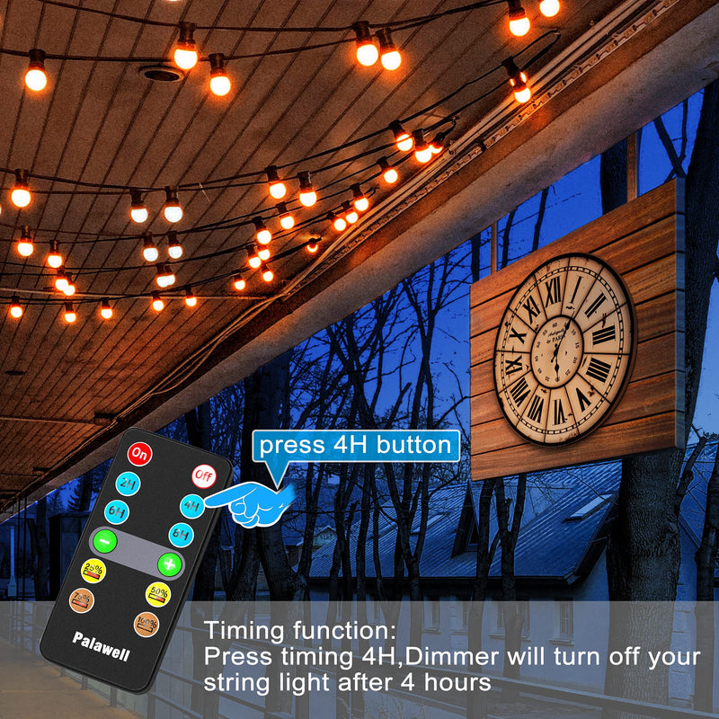 Outdoor Dimmer for String Lights,350 W String Light Dimmer Switch,100 FT Remote Control Dimming Timer for Led Light,Lamp and Patio Light,Dimmer for Outdoor String Light,Dimmer Plug,Timer,Waterprooof