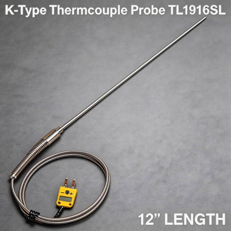 K-Type Thermocouple Probe TL1916SL -50°F~1100°F Range Ultra-Thin 0.06in x 40in Long High Temp Sensor for Furnace Lab, Automotive Cooking
