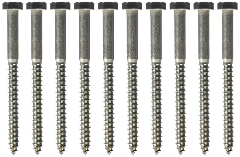 The Hillman Group 964603 3/8 x 4-1/2-Inch Stainless Steel Hex Lag Screw, 10-Pack