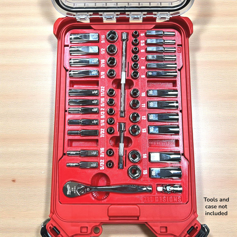 Packout Insert compatible with Milwaukee 1/4" Drive SAE/Metric Ratchet and Socket Mechanics 50-Piece Set (48-22-9004)