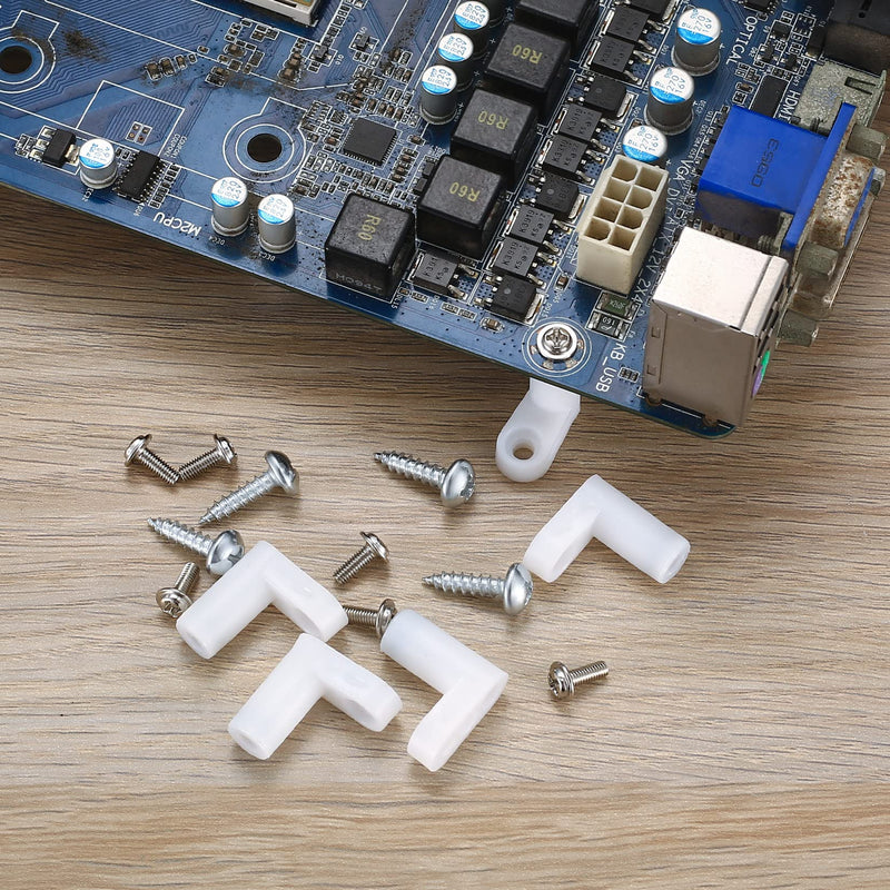 60 Pcs PCB Board Mounting Feet with Screws, White L Shape Circuit Board Plastic Standoffs Mounting Hardware, Game Console Motherboard Fixed Plastic Feet for Arcade Gaming Board Console Motherboard