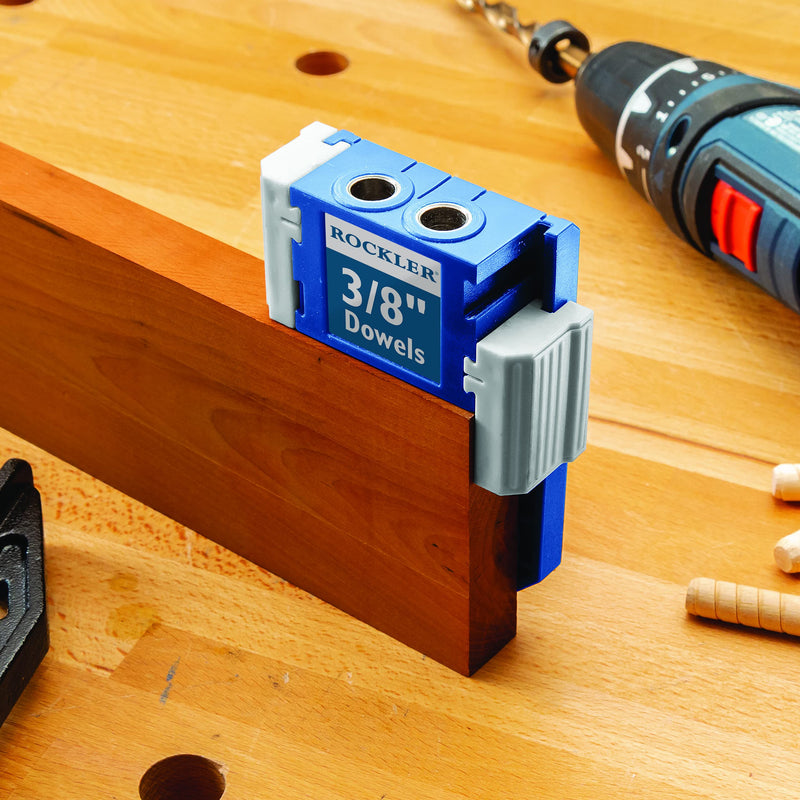 Rockler 3/8” Doweling Jig Kit w/Drill Bit & Stop Collar – Wood Dowel Jig kit – Dual Edge Stops for Easy Alignment w/Dovetail – Durable Nylon Jig w/Steel Bushings – Dowel Jointer Jig w/Hex Wrench