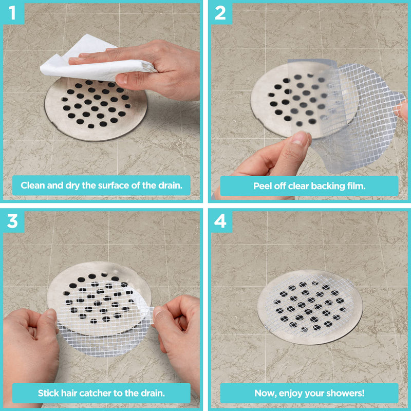 25 Pack, Disposable Shower Drain Hair Catcher Mesh Stickers 25