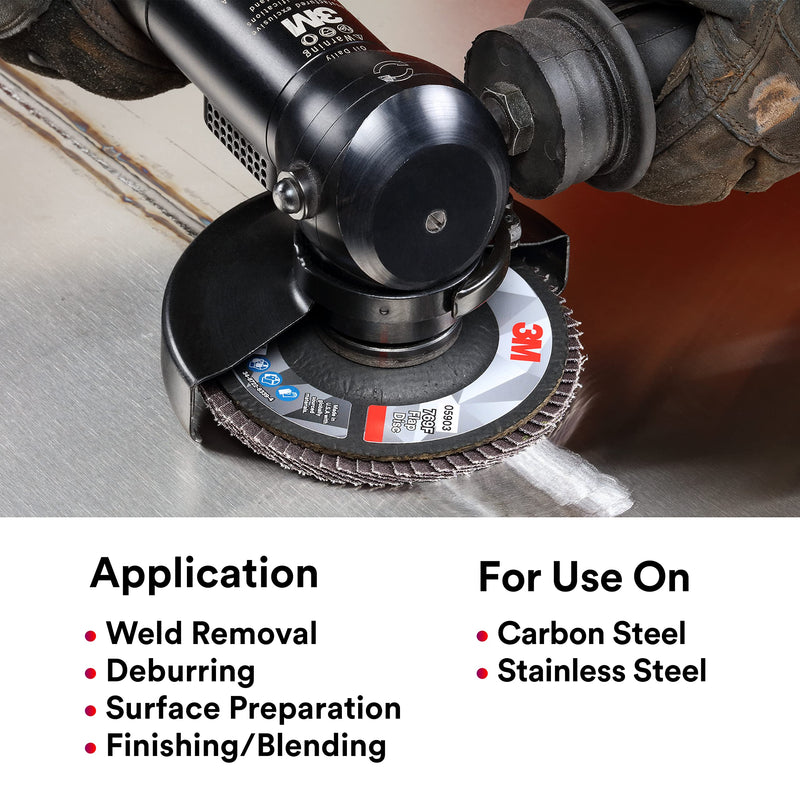 3M Flap Disc 769F, Type 27 Quick Change, 80+, 4-1/2 in x 5/8-11, High Performance Abrasive, Ceramic Precision-Shaped Grain Grinding and Finishing Disc, Carbon Steel, Stainless Steel 4.5 in x 5/8 in-11 T27 Quick Change, 80+