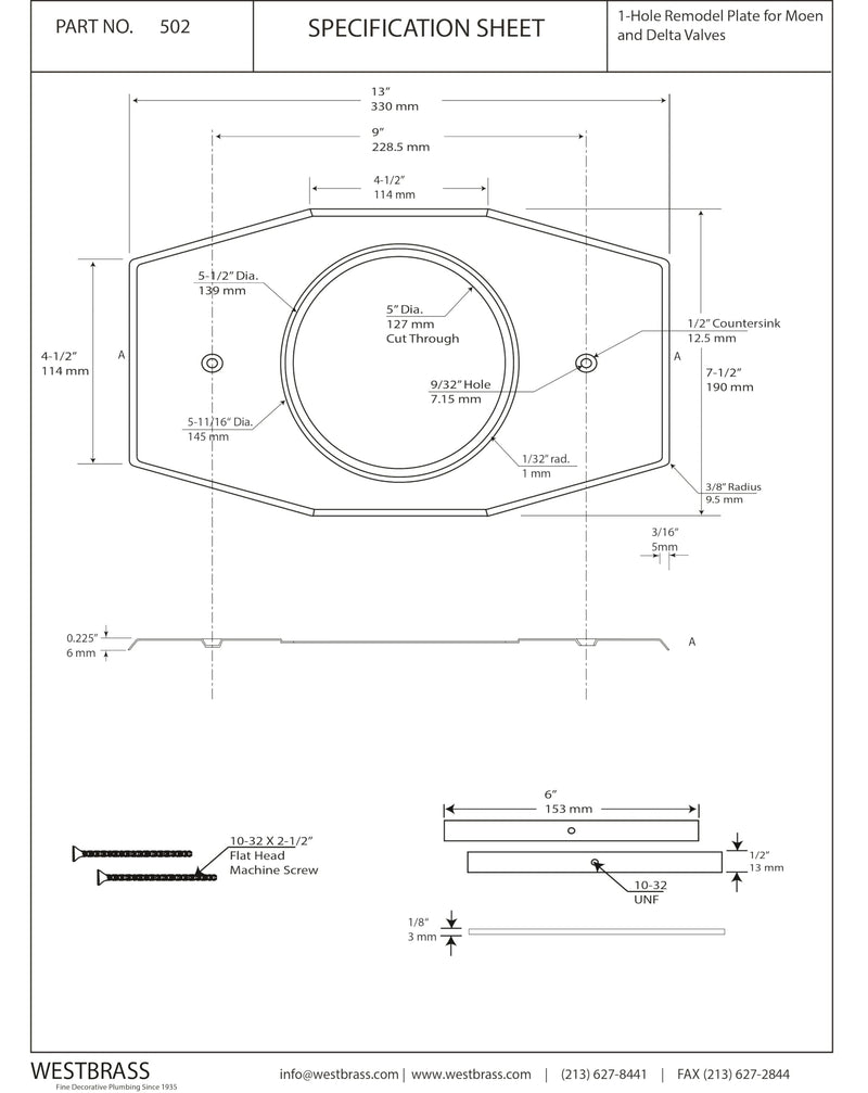 Westbrass A502-62 One-Hole Remodel Cover Plate for Moen and Delta Bathtub and Shower Valves, 1-Pack, Matte Black 1 Pack