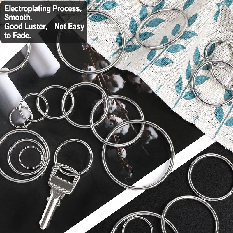 90Pcs 6 Sizes Silver Metal O Rings Multi-Purpose Heavy Duty Round Ring for Hardware Bags Belts Dog Leashes Hanging Basket DIY Craft Supplies 0.59in,0.78in,0.98in,1.25in,1.49in,1.96in