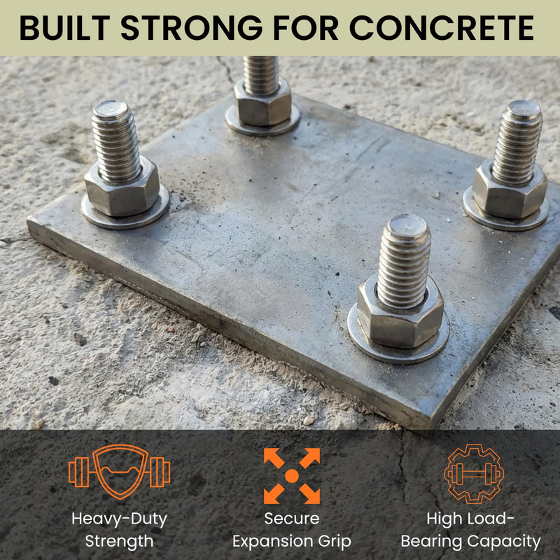 3/8″ x 3″ Plated Steel Wedge Anchors – 50-Pack – Concrete/Brick/Block Heavy-Duty Expansion Bolts w/Nut & Washer – Contractor Grade Structural Fasteners