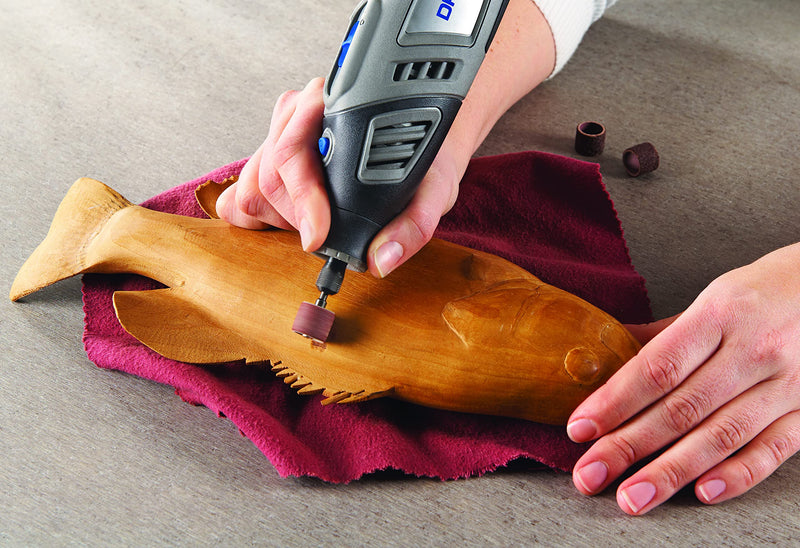 Dremel SC407 EZ SpeedClic Sanding Bands and Mandrel, Set of 2 Sanding Bands (Grit 60/120) and 1 EZ SpeedClic Mandrel for Sanding, Shaping and Smoothing Wood and Plastic Materials, Gold/Silver, 13 mm