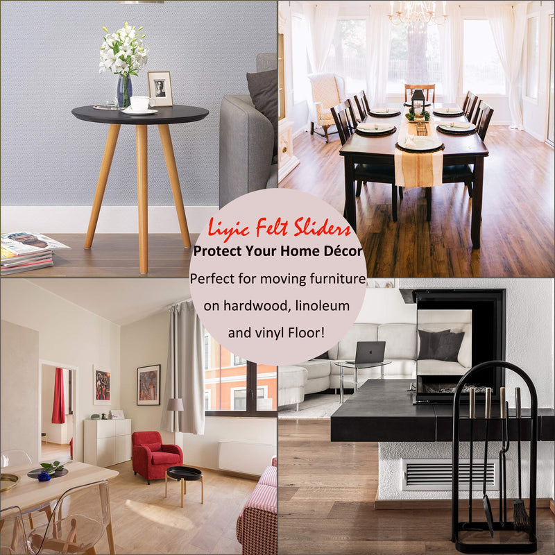 4in.Square 16 Pack Felt Sliders for Hard Surfaces-Felt Furniture Sliders - Heavy Duty Sliders - Reusable Hardwood Floor Sliders -Furniture Moving Sliders-Sofa Sliders Gliders Glides Movers