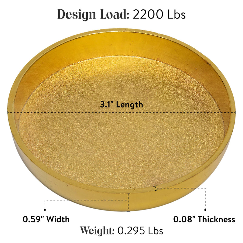 ANDUSTRIAL - Polished Brass Caster Cup - to Protect Expensive Rugs, Carpets, from Indentations - for Grand Piano, Steel Safe, Heavy Furniture, Chair, Sofa, Table - 3" Solid Brass with Felt Pad - 1 Pc 3" Brass Caster Cup