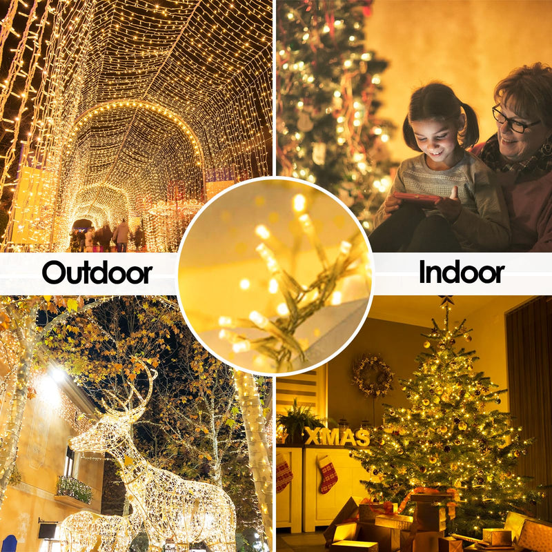 Extra-Long 66FT Christmas Lights Outdoor/Indoor, 200 LED Super Bright String Lights for Bedroom, Waterproof 8 Modes Plug in Twinkle Fairy Lights for Classroom Christmas Tree Decorations (Warm White) Warm White 200LED