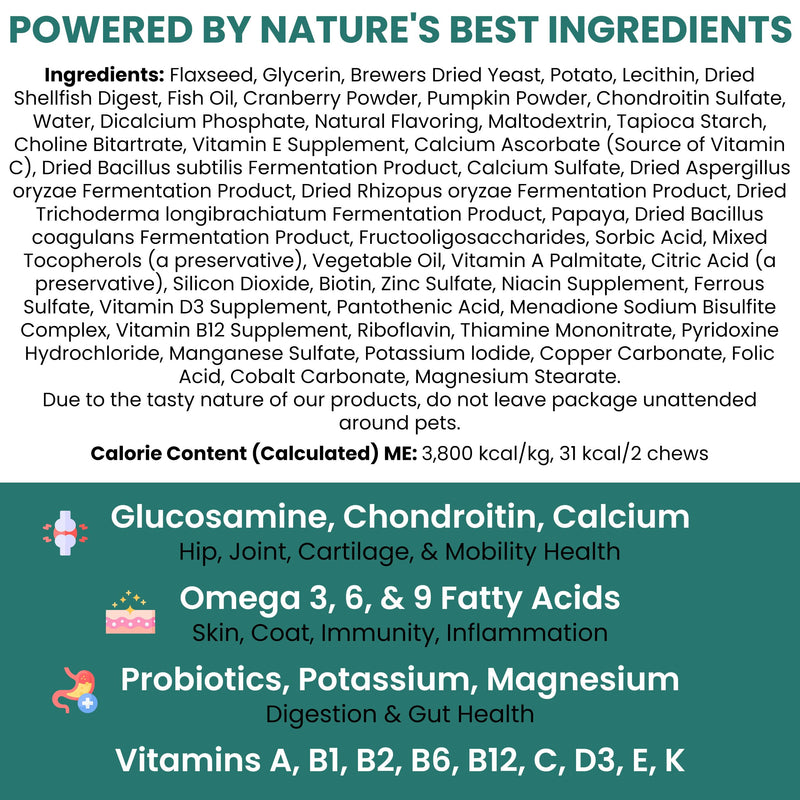Dog Multivitamin Chewable - Chew + Heal 12-in-1, 60 Ct, Puppy, Senior Dog Vitamins & Supplements for Hip & Joint, Skin, Coat, Immune Support with Glucosamine, Omega 3,6,9, Probiotics, Chicken Flavor 60 Count