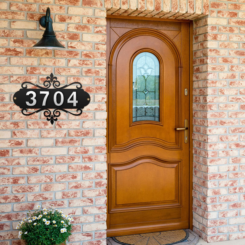 House Address Plaques Metal Address Sign Outside House Number Mailbox Number Sign for House Home Hotel Office Garden Decorative Wall Plaque(13.8 inch,Delicate Style) 13.8 inch Delicate Style