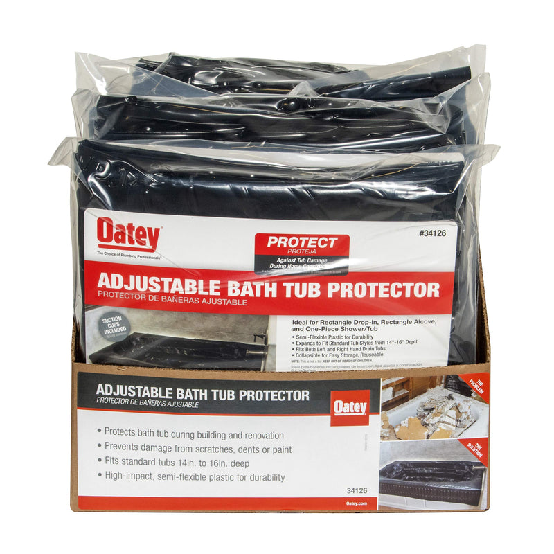 Oatey 34126 Adjustable Bath Tub Protector, 14 Inch - 16 Inch, Black