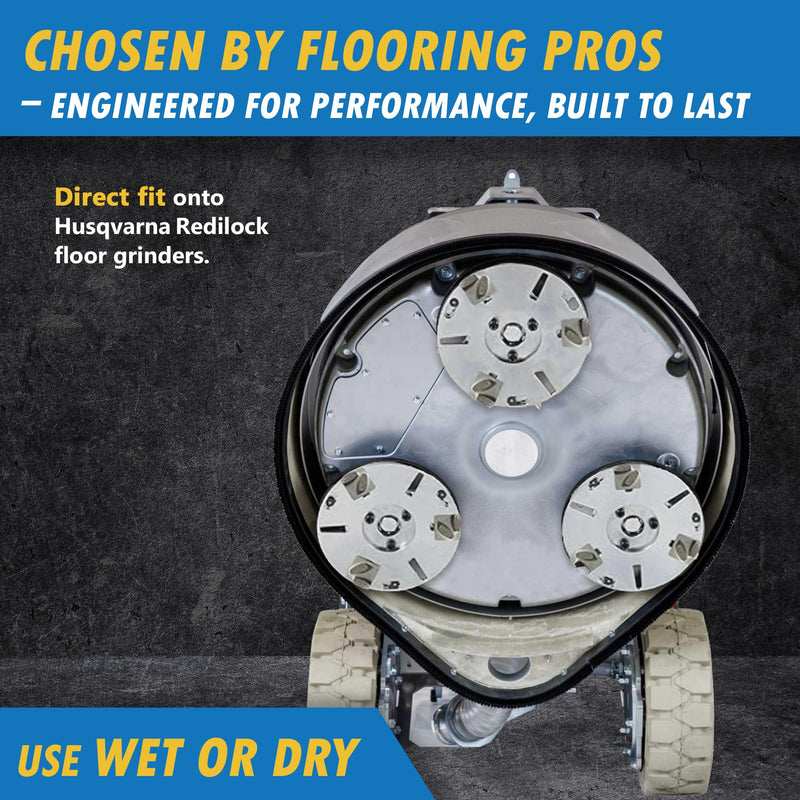 Diamond Concrete Grinding Discs for Husqvarna Redi-Lock, Single Segment, Soft Bond, Set of 3, 30/40 Grit #30/40 Grit Soft Bond - Single