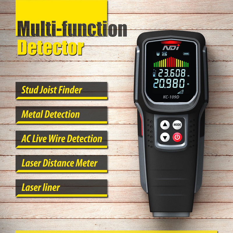 5 in 1 Multi Function Stud Finder Wall Scanner with Laser Distance Meter Metal Framing Tool Joist Pipe Finder and Live Wire Detection