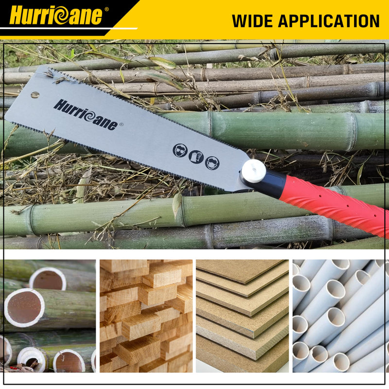 HURRICANE Japanese Pull Saw, 10" Hand Saw for Wood Cutting, Woodworking Tools, Double Sided Pull Saw, SK5 Flexible Blade, 6-10/18 TPI, Flush Cut Saw Wood Cutter Hardwoods/Softwoods, Non-slip Handle 10 inch (250mm)