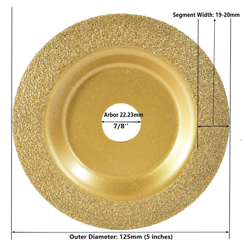 ILOVETOOL 5 Inch Diamond Grinding Cup Wheel 46 Grit Coarse | Vacuum Brazed Convex Gold Anti Rust Coating Fits 7/8 Arbor Angle Grinder 125mm (5 inch)