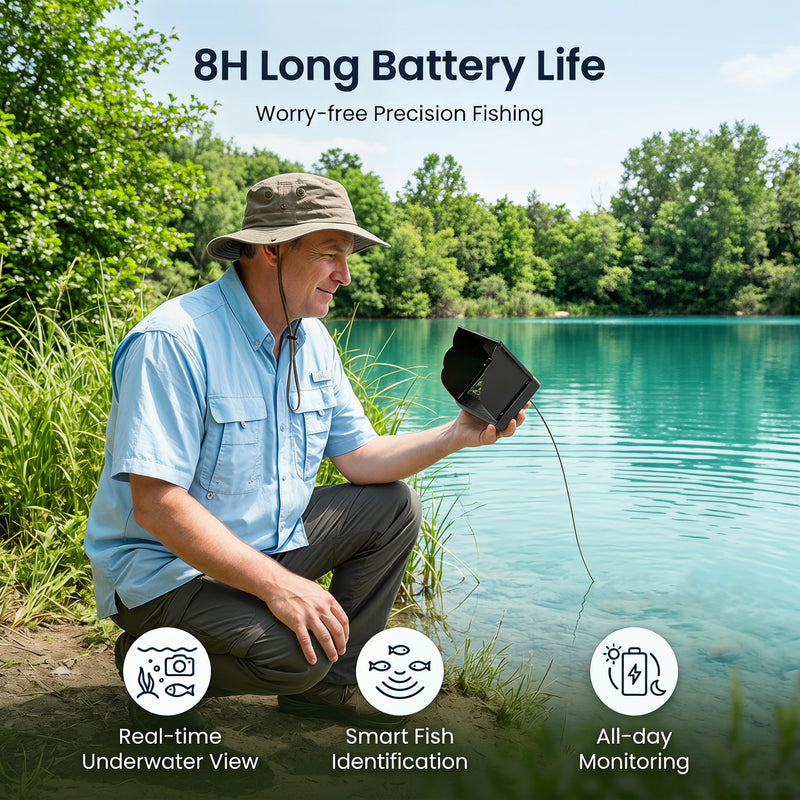 Eyoyo Underwater Fishing Camera with 4.3" LCD Monitor | 65ft Cable, 8 IR Night Vision Lights, 195° Wide Angle Lens, 5000mAh Battery, for Ice, Lake, Boat & Kayak Fishing