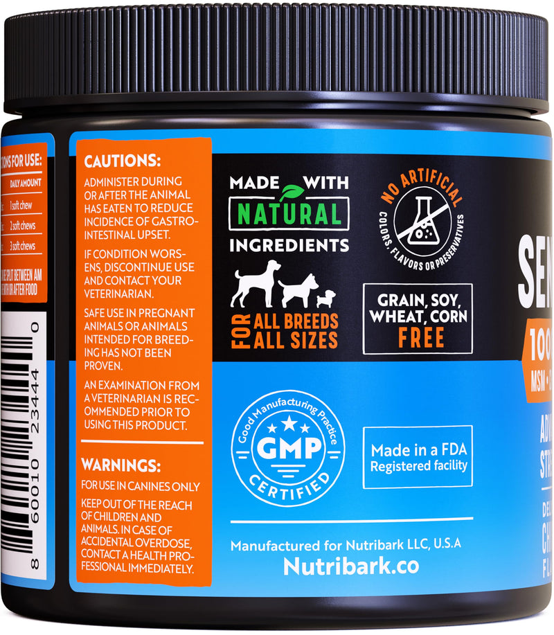 Senior Dog Joint Supplement -1000mg Glucosamine for Dogs -Advanced Hip & Joint Support Chews w/Glucosamine, Chondroitin, MSM, Turmeric & Omega 3 for Pain & Inflammation Relief, Improved Mobility - PawsPlanet Australia