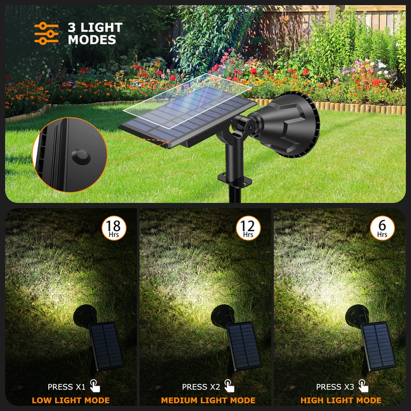 Solar Spot Lights Outdoor, 21 LEDs Solar Outdoor Lights Auto On/Off with 3 Modes, IP67 Waterproof Solar Yard Spotlight Landscape Lighting Garden Wall Lights, 2-in-1 Solar Powered Lights, 2Pack 2 Pack Cool White - NewNest Australia