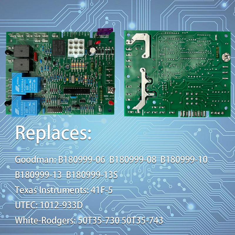 Furnace Control Board Replacement for I-C-M280 Good-man B1809906 B1809908 B1809910 B1809313– Fits UT-EC 1012-933D, Te-xas Instruments 41F-5, White-Rodgers 50T35-730 50T35-743