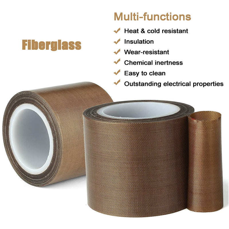 Teflon Fabric Tape, 1/2 Inch 30 Feet PTFE Tape for Vacuum Sealer Machine, Hand Impulse Sealers Insulation PTFE Coated Fiberglass Adhesive Tape Compatible with FoodSaver, Seal A Meal, Weston, Cabella 1/2 IN