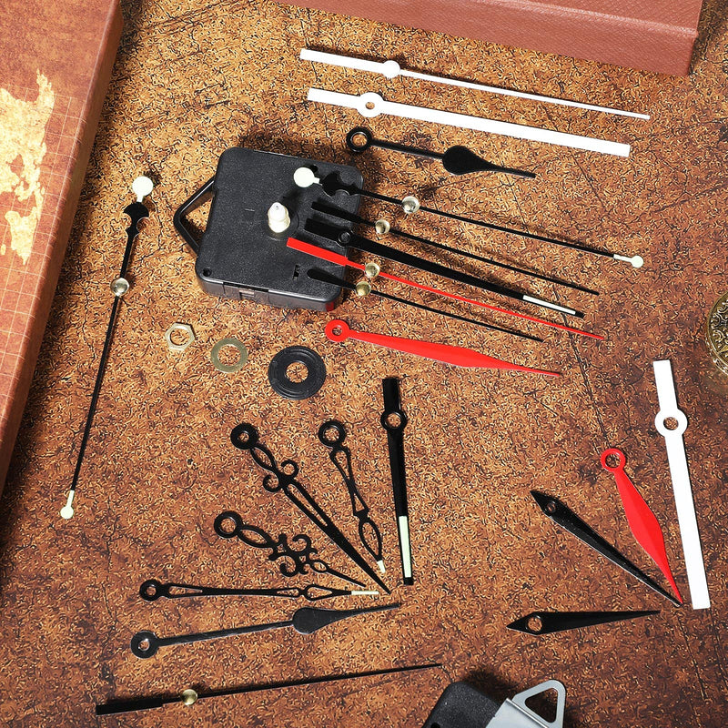 6 Pieces High Torque Clock Movements Long Shaft Clock Movement Mechanism with 8 Different Pairs of Clock Hands Clock Repair Parts for Design Replacement Repairing Clock Accessories