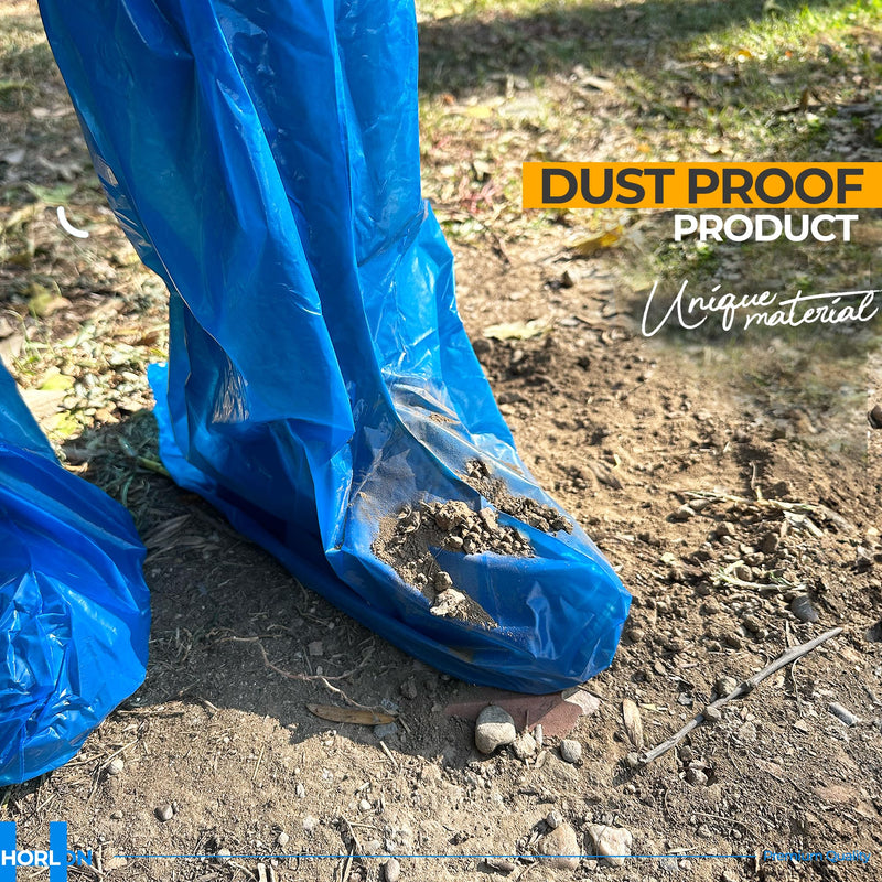 Large Thicker Boot And Shoe Covers Disposable Non-Slip 50 Pack (25 Pairs) Waterproof Durable Reusable Rain, Outdoor Indoors Overshoes, Fit Up To Men's 14, Blue, 20 Tall, Horlon