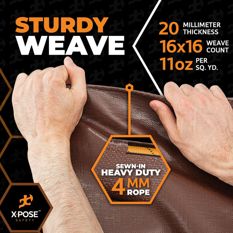 5' x 7' Brown/White Ultra Heavy Duty Tarp - 20 Mil Tarps Heavy Duty Waterproof 5x7 - Large Outdoor Tarp, Waterproof Tarp Cover for Rain Camping, Tent Tarp, UV Protection, Reinforced Corners 5' x 7'