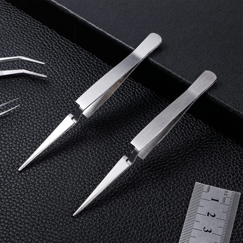 Minatee 3 Pieces Reverse Tweezers for Crafting Cross Locking Electronics Tweezers Reverse Action Forceps Tension Stainless Steel Craft Jewelry Electronics Laboratory