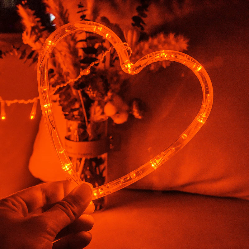 LOLStar Valentines Day Decor, Connectable Red Heart-Shaped 138 LEDs 12 Hearts String Lights Plug in With Remote, 8 Flashing Modes and Timer Function Window Curtain Light for Valentines Day Decorations