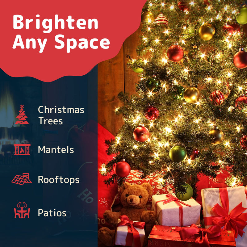 PREXTEX 100 Count Clear Christmas Tree Lights with Green Wire - 20 ft Ultra Bright Christmas Lights Outdoor or Indoor - String Fairy Lights for Christmas Trees, Holidays, Patios, and Garden 100ct