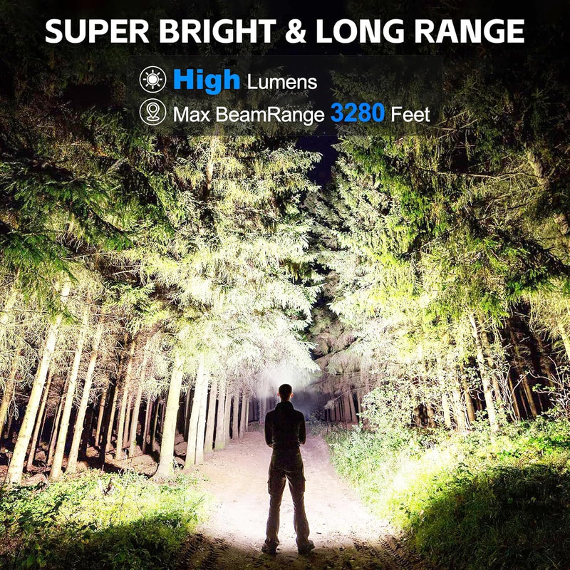 Flashlight Rechargeable LED High Lumens - 99,000 Lm Powerful Handheld Flash Light with 5 Modes, Bright Waterproof Torch for Camping Home (3 Packs) 3