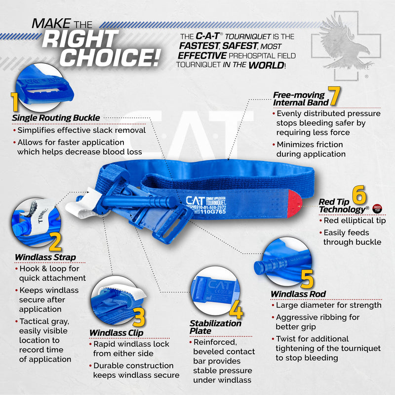 North American Rescue C-A-T Combat Application Tourniquet Trainer (Blue) NAR Genuine Gen 7 Training CAT Military Issued (30-0033)