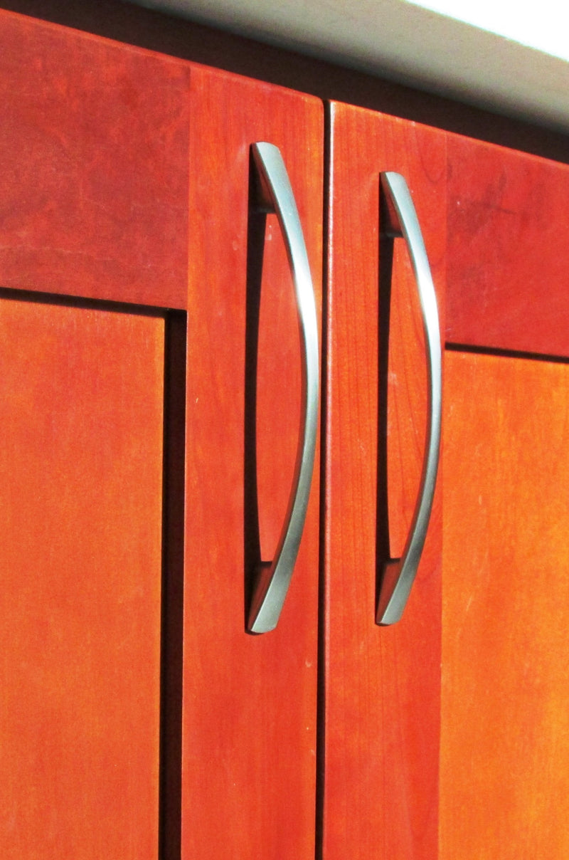 6" Satin Nickel Kitchen Cabinet Handle Arched Drawer Pull Hardware, 128mm (5") Hole Centers Spacing, 04SN128, 10 Pack