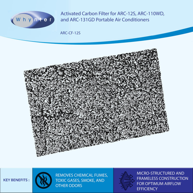 Whynter ARC-CF-12S Filter Replacement for Portable Air Conditioner Model ARC-12S ARC-110WD ARC-131GD, 1 Count (Pack of 1), Black 9" x 12" x 12"