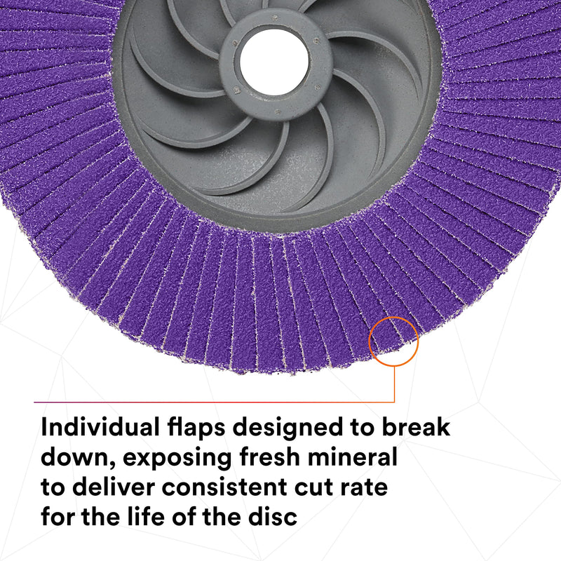 3M Flap Disc 769F, Type 27 Quick Change, 80+, 4-1/2 in x 5/8-11, High Performance Abrasive, Ceramic Precision-Shaped Grain Grinding and Finishing Disc, Carbon Steel, Stainless Steel 4.5 in x 5/8 in-11 T27 Quick Change, 80+