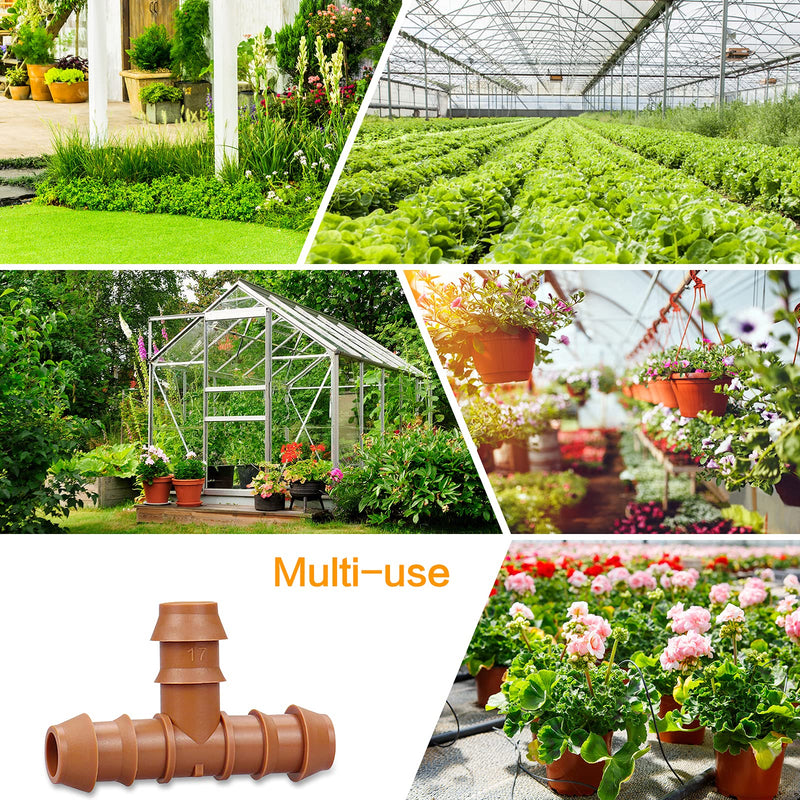 20 Pieces Drip Irrigation Fittings Tee Connectors for 1/2" Tubing, Barbed T 3 Way Connectors for 1/2 Inch Irrigation Tubing(0.600" ID), Drip Line Tees for Drip Sprinkler Garden Lawn Systems 17mm Tees-20P