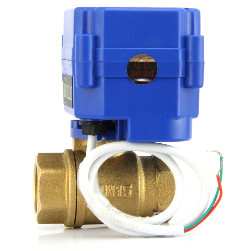 U.S. Solid Motorized Ball Valve- 1" Brass Ball Valve with Standard Port, 9-24V AC/DC and 2 Wire Auto Return Setup 1 Inch