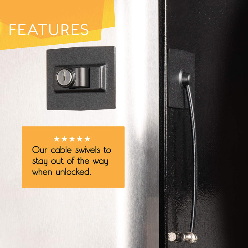 Premium Refrigerator Lock with Built-in Keyed Lock (Black) Black