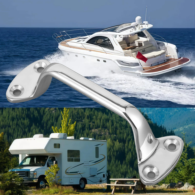 316 Stainless Steel Marine Grab Handle, 6 Inch 4 Holes Boat Handrail Bar, Heavy Duty Grab Bar for Boats, Yachts, RV & Home Bathroom (Mounting Screws Not Included) 1