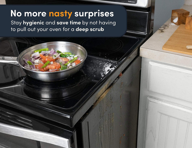 Linda’s Essentials Silicone Stove Gap Covers (2 Pack), Heat Resistant Oven Gap Filler Seals Gaps Between Stovetop and Counter, Easy to Clean Stove Gap Guard (25 Inches, Black) 25 Inches