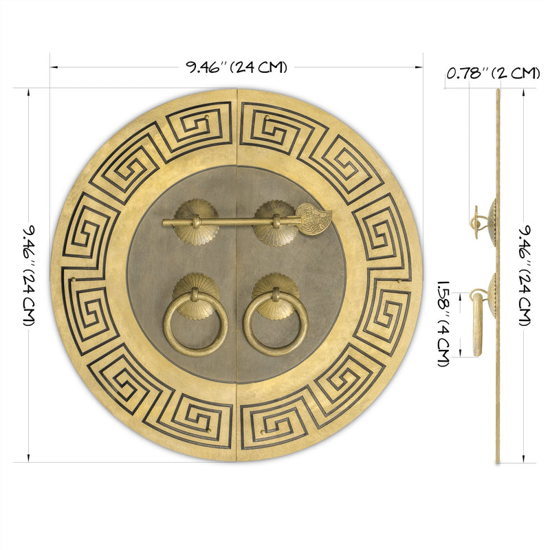 "Tibetan" Brass Cabinet Face Plate Backplate Set – 9.5", by Hardware Philosophy