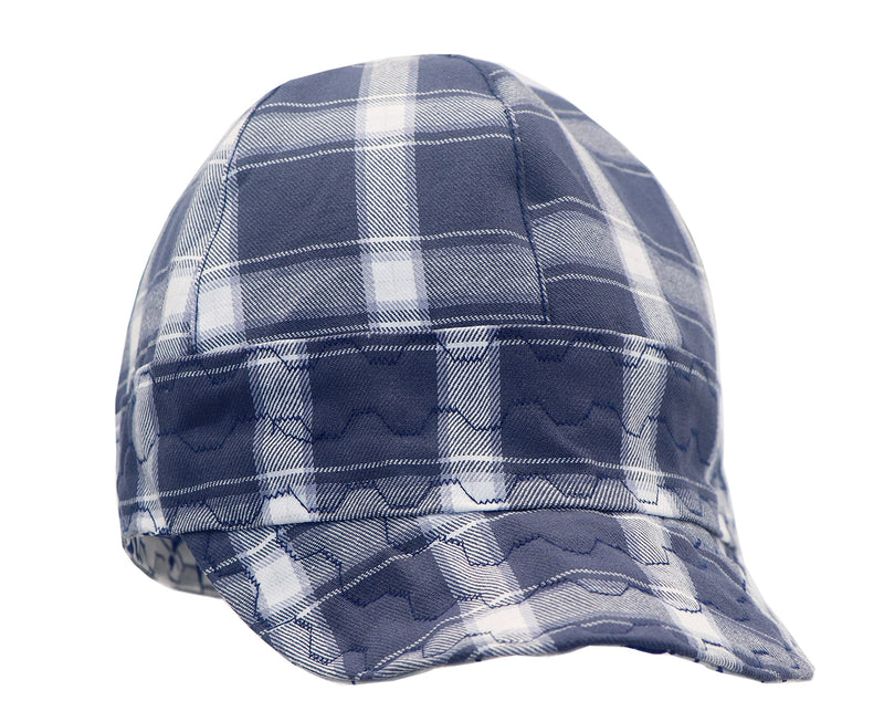 BOCOMAL Welding Cap Flame Resistant CAT2 Midweight Printed 6 Pannel Welder Caps-2 Pack 7 3/8 White/Navy-2 Pack