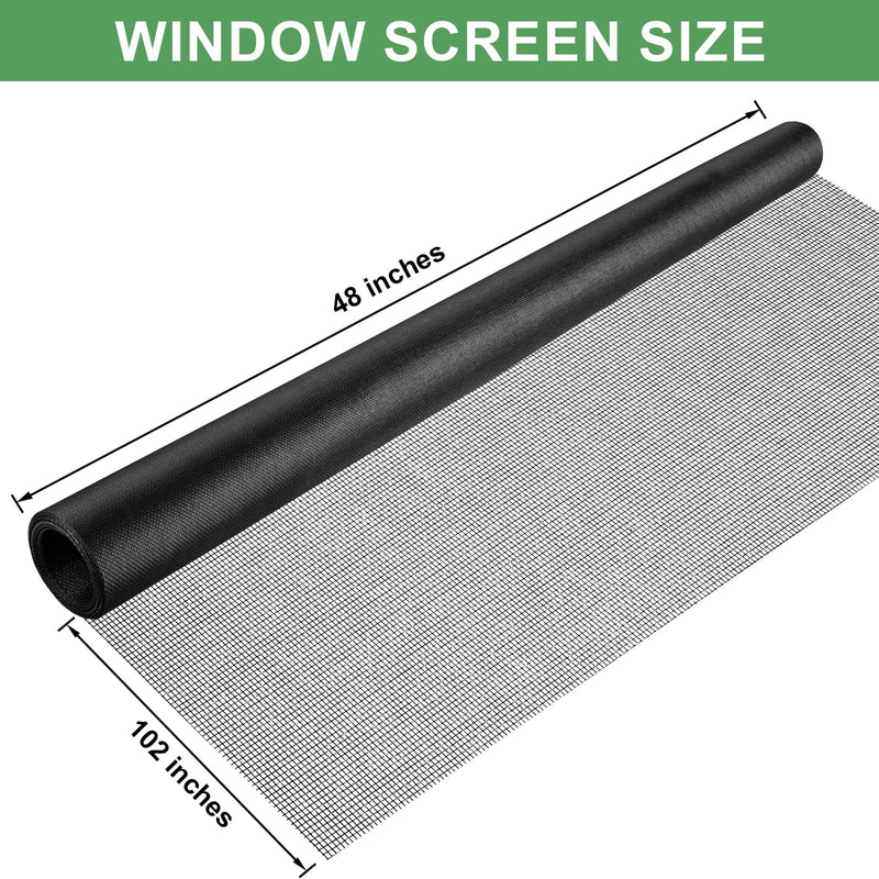 48"X102" Window Screen Replacement, Fiberglass Window Screen Mesh, Replacement Window Screens, Window Screen Door Repair Kit for Patio Porch Sliding Door House Windows Pool Pet, with Ruler Cutter 48"x102"