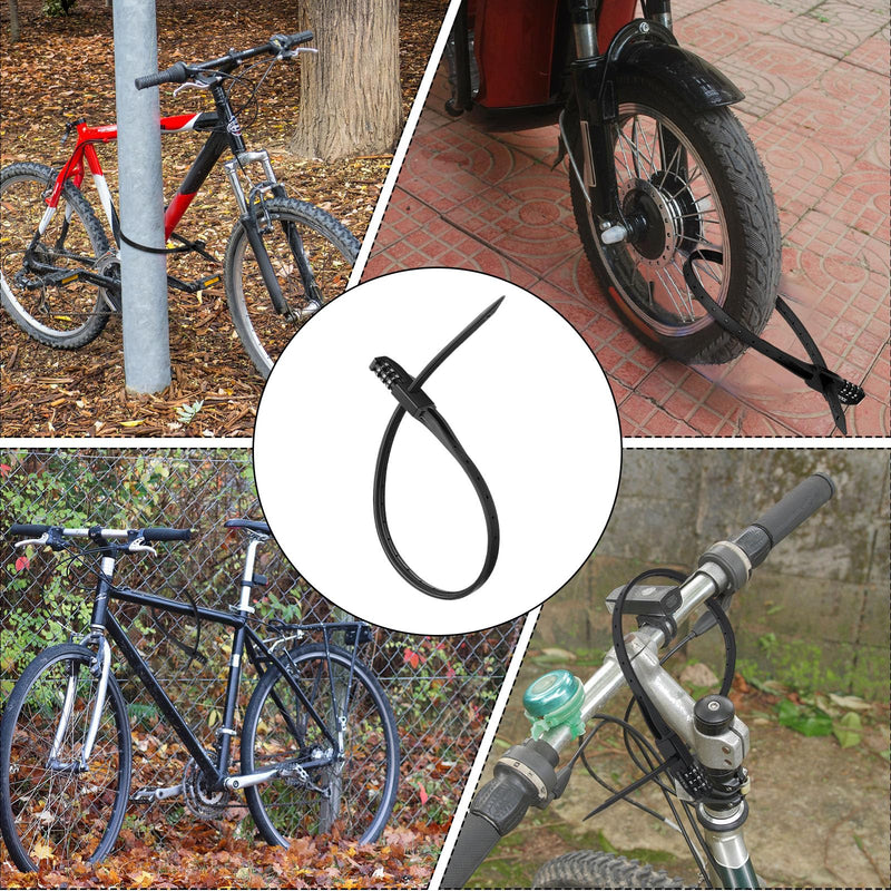 Qunclay Zip Tie Bike Combination Cabinet Refrigerator Locks Bicycle Cable Combo Multi Purpose Security Rack Motorcycle Helmet Lock for Ski French Door Outdoor 4 Black